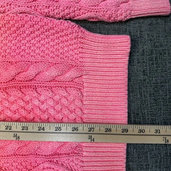 Polo Ralph Lauren Dip-Dye Cable Knit Sweater Mens XL Orange Pink Fisherman